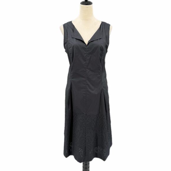 Talbots Dresses & Skirts - Talbots PETITE Black Fit & Flare Sleeveless V-neck Embroidered Cotton Mini Dress